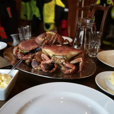 Crab dinner in Lofoten restaurant
