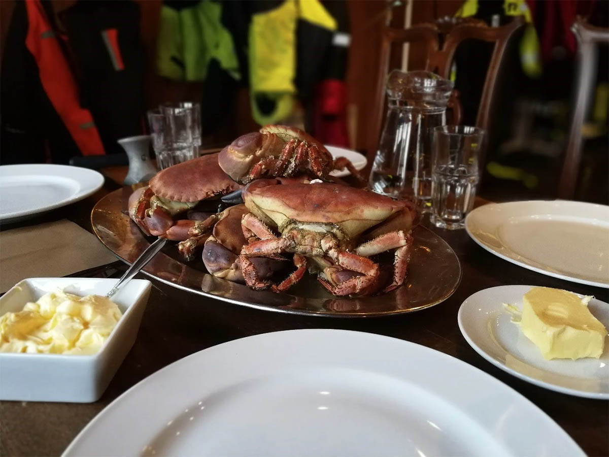 Crab dinner in Lofoten restaurant