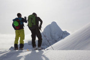 Turists skiing in Lofoten
